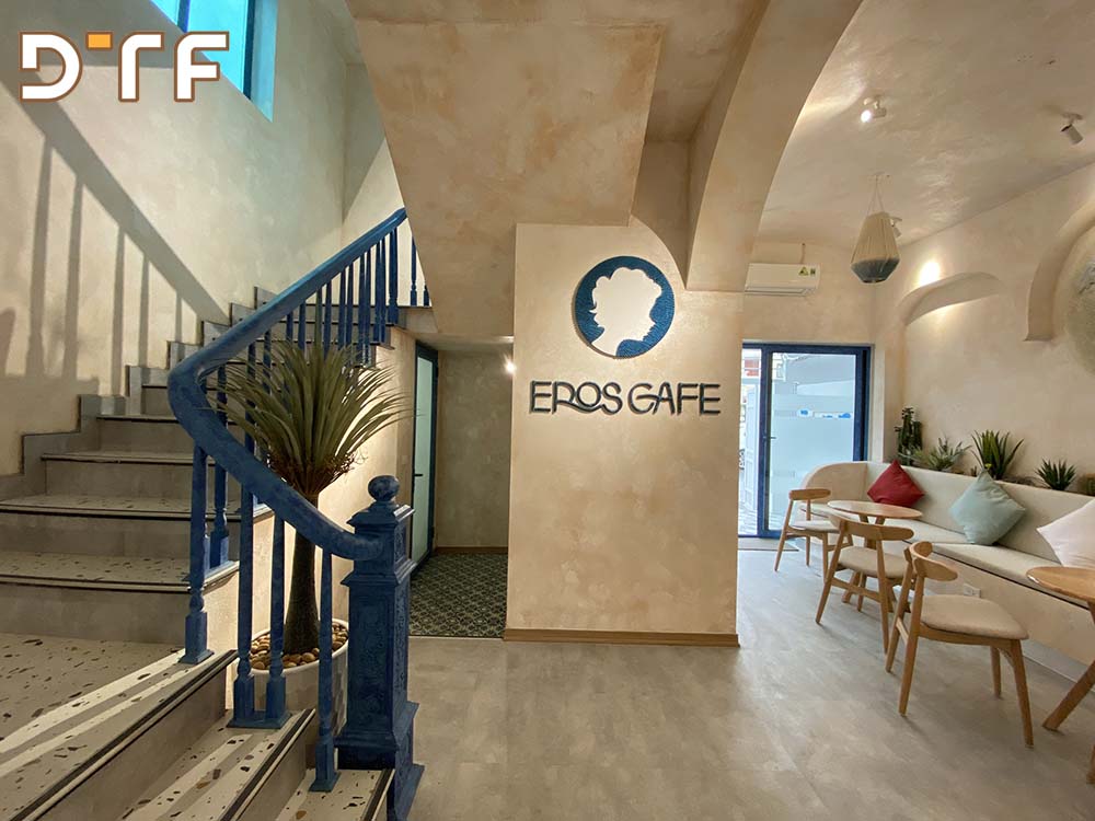 Thiết kế thi công quán café Eros phong cách Satorini tại Hà Nội